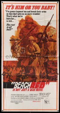 7f169 BEACH RED 3sh '67 star/director Cornel Wilde, World War II art, it's not just a war movie!