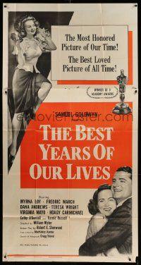 7f173 BEST YEARS OF OUR LIVES 3sh R54 Dana Andrews hugs Teresa Wright, sexy Virginia Mayo!