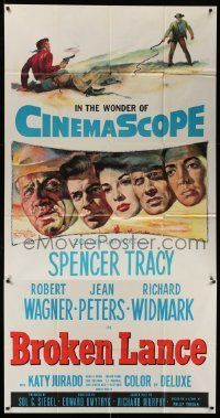7f189 BROKEN LANCE 3sh '54 Spencer Tracy, Robert Wagner, Jean Peters, Richard Widmark!