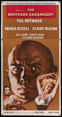 7f190 BROTHERS KARAMAZOV 3sh '58 huge headshot of Yul Brynner, sexy Maria Schell & Claire Bloom!
