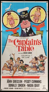 7f196 CAPTAIN'S TABLE 3sh '60 John Gregson & Peggy Cummins on ocean cruise, sexy artwork!
