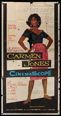 7f197 CARMEN JONES 3sh '54 Otto Preminger, great full-length art of sexy Dorothy Dandridge!