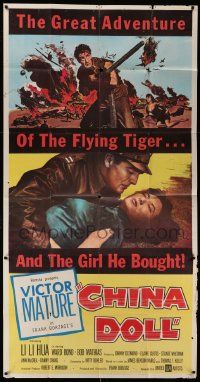 7f209 CHINA DOLL 3sh '58 the great adventure of Flying Tiger Victor Mature & the girl he bought!