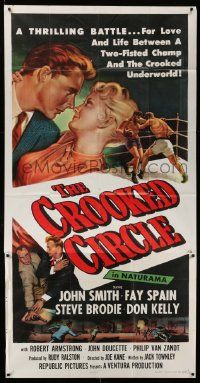 7f223 CROOKED CIRCLE 3sh '57 two-fisted boxing champ vs crooked underworld, cool art!