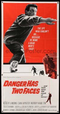 7f228 DANGER HAS TWO FACES 3sh '67 Robert Lansing couldn't die because he stole a dead man's face!