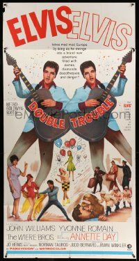 7f241 DOUBLE TROUBLE 3sh '67 cool mirror image of rockin' Elvis Presley playing guitar!