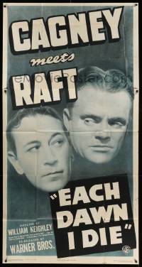 7f245 EACH DAWN I DIE 3sh R47 huge headshot image of prisoners James Cagney & George Raft!