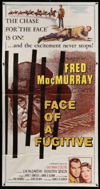 7f255 FACE OF A FUGITIVE 3sh '59 great artwork of cowboy Fred MacMurray behind bars!