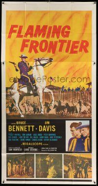 7f262 FLAMING FRONTIER 3sh '58 Bruce Bennett fought the blazing hatred of two nations!