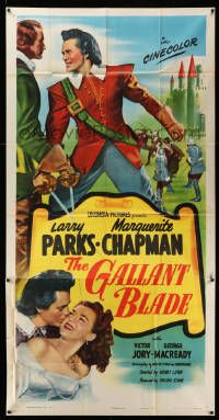 7f278 GALLANT BLADE 3sh '48 swordsman & lover Larry Parks & Marguerite Chapman in medieval France!