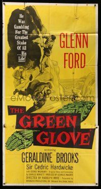 7f305 GREEN GLOVE 3sh '52 every man is Glenn Ford's enemy & every woman is a trap, cool art!