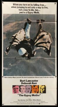 7f308 GYPSY MOTHS 3sh '69 Burt Lancaster, Deborah Kerr, John Frankenheimer, cool sky diving image!
