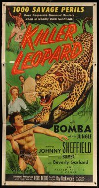 7f355 KILLER LEOPARD 3sh '54 Sheffield as Bomba the Jungle Boy, 1000 savage perils!