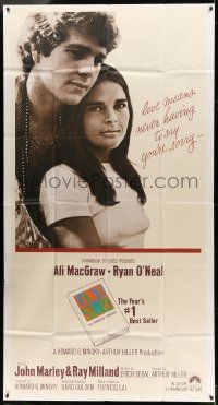 7f381 LOVE STORY int'l 3sh '70 romantic close up of Ali MacGraw & Ryan O'Neal, classic tagline!