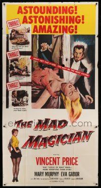 7f385 MAD MAGICIAN 2D 3sh '54 Vincent Price is a crazy magician who performs dangerous tricks!
