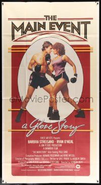 7f388 MAIN EVENT 3sh '79 great full-length image of Barbra Streisand boxing with Ryan O'Neal!