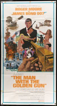 7f393 MAN WITH THE GOLDEN GUN East Hemi 3sh '74 art of Roger Moore as James Bond by Robert McGinnis!