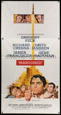 7f396 MAROONED style C 3sh '69 Gregory Peck, Gene Hackman, great Terpning cast & rocket art!