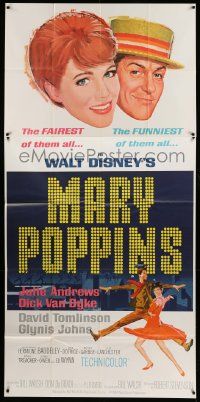 7f397 MARY POPPINS 3sh '64 Julie Andrews & Dick Van Dyke in Walt Disney's musical classic!
