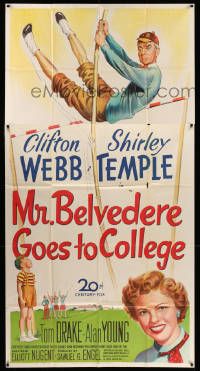 7f405 MR. BELVEDERE GOES TO COLLEGE 3sh '49 art of pole-vaulting Clifton Webb & Shirley Temple!