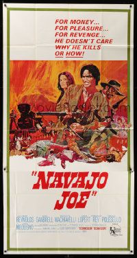 7f411 NAVAJO JOE 3sh '67 Sergio Corbucci, artwork of Burt Reynolds as Native American Indian!