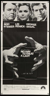 7f417 NO WAY TO TREAT A LADY 3sh '68 Rod Steiger, Lee Remick & Segal, hands about to strangle!