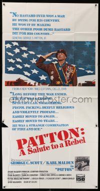 7f433 PATTON int'l 3sh '70 General George C. Scott, classic tagline, A Salute to a Rebel!
