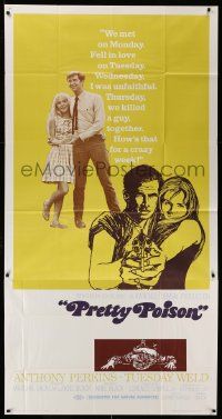 7f446 PRETTY POISON 3sh '68 cool art & photo of psycho Anthony Perkins & crazy Tuesday Weld!