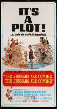 7f464 RUSSIANS ARE COMING 3sh '66 Carl Reiner, great Jack Davis art of Russians vs Americans!