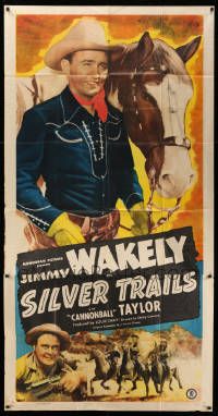 7f487 SILVER TRAILS 3sh '48 Jimmy Wakely standing by horse + Dub Cannonball Taylor!