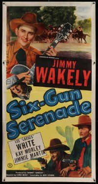 7f490 SIX-GUN SERENADE 3sh '47 singing cowboy Jimmy Wakely with guitar & pointing his gun!