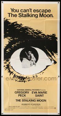 7f496 STALKING MOON 3sh '68 Gregory Peck, Eva Marie Saint, huge eyeball art, you can't escape!