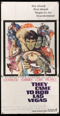7f521 THEY CAME TO ROB LAS VEGAS 3sh '68 Gary Lockwood, cool McCarthy art including roulette wheel