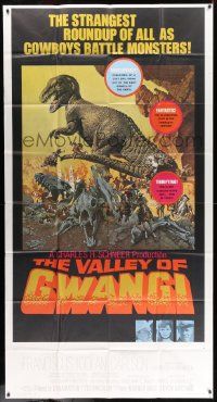 7f545 VALLEY OF GWANGI int'l 3sh '69 Ray Harryhausen, McCarthy art of cowboys battling dinosaurs!