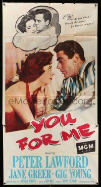 7f573 YOU FOR ME 3sh '52 should pretty Jane Greer marry Peter Lawford or Gig Young, money or love?