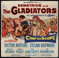 7f022 DEMETRIUS & THE GLADIATORS 6sh '54 Victor Mature & Susan Hayward in sequel to The Robe!