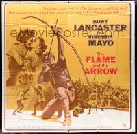 7f032 FLAME & THE ARROW int'l 6sh R71 Burt Lancaster with bow & arrow + kissing sexy Virginia Mayo!
