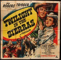 7f114 TWILIGHT IN THE SIERRAS 6sh '50 art of Roy Rogers riding Trigger & c/u with Dale Evans!