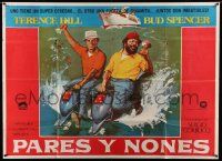7f599 ODDS & EVENS Argentinean 43x59 '78 Corbucci, art of Terence Hill & Bud Spencer on dolphins!