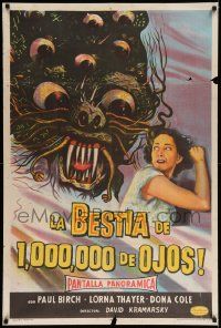 7f648 BEAST WITH 1,000,000 EYES Argentinean '55 different art of monster attacking woman!