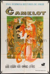 7f669 CAMELOT Argentinean '67 Richard Harris as King Arthur, Redgrave as Guenevere, Bob Peak art!