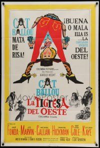7f673 CAT BALLOU Argentinean '66 classic sexy cowgirl Jane Fonda, Lee Marvin, great artwork!