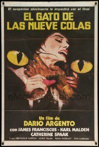 7f674 CAT O' NINE TAILS Argentinean '71 Dario Argento's Il Gatto a Nove Code, wild horror art!