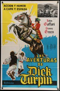 7f702 DICK TURPIN Argentinean '74 artwork of masked Gaffari on horse & duelling with sword!