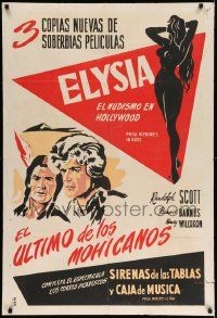 7f716 ELYSIA/LAST OF THE MOHICANS Argentinean '50s art of sexy nudist over Randolph Scott!