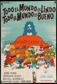 7f720 EVERYBODY HE IS NICE EVERYBODY HE IS BEAUTIFUL Argentinean '72 Tomm cartoon art of Jesus!