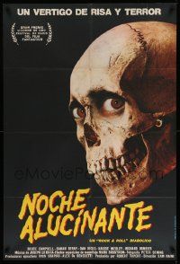 7f722 EVIL DEAD 2 Argentinean '87 Dead By Dawn, directed by Sam Raimi, huge c/u of creepy skull!