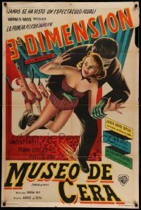 7f775 HOUSE OF WAX 3D Argentinean '53 3-D art of monster carrying sexy girl off screen, ultra rare!