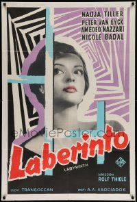 7f818 LABYRINTH Argentinean '59 sexy Nadja Tiller over psychedelic background art!