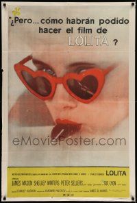 7f830 LOLITA Argentinean '62 Stanley Kubrick, sexy Sue Lyon with heart sunglasses & lollipop!